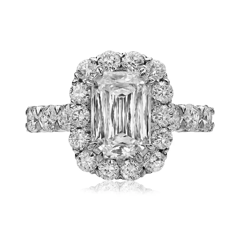 Bridal Set Engagement Rings -Simple Emerald-cut Diamond Engagement Ring