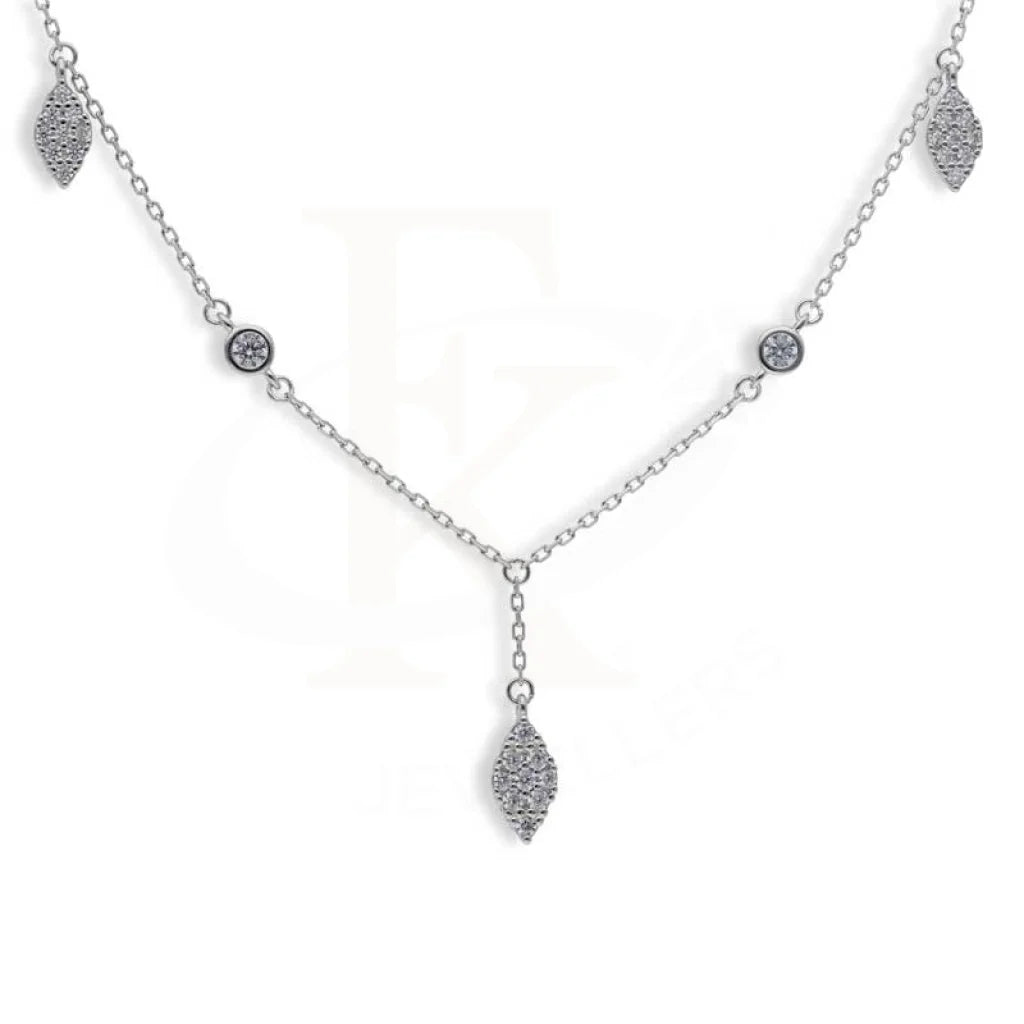 Ladies Necklaces for Entrepreneurs-Sterling Silver 925 Marquise Shaped Necklace - FKJNKLSL2935