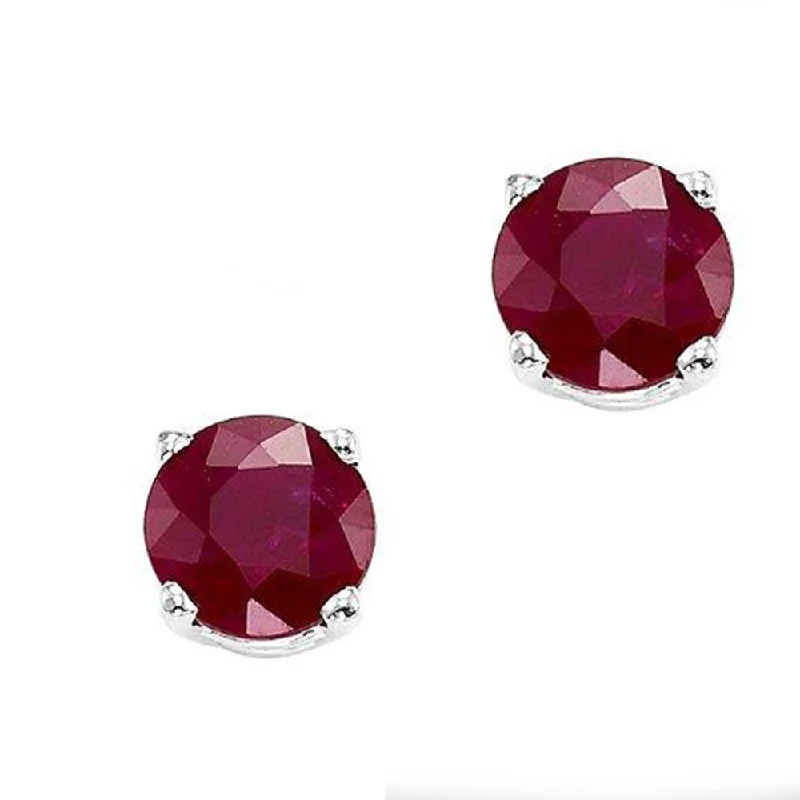 Coastal Earrings -14KT WHITE GOLD 4MM ROUND RUBY EARRINGS