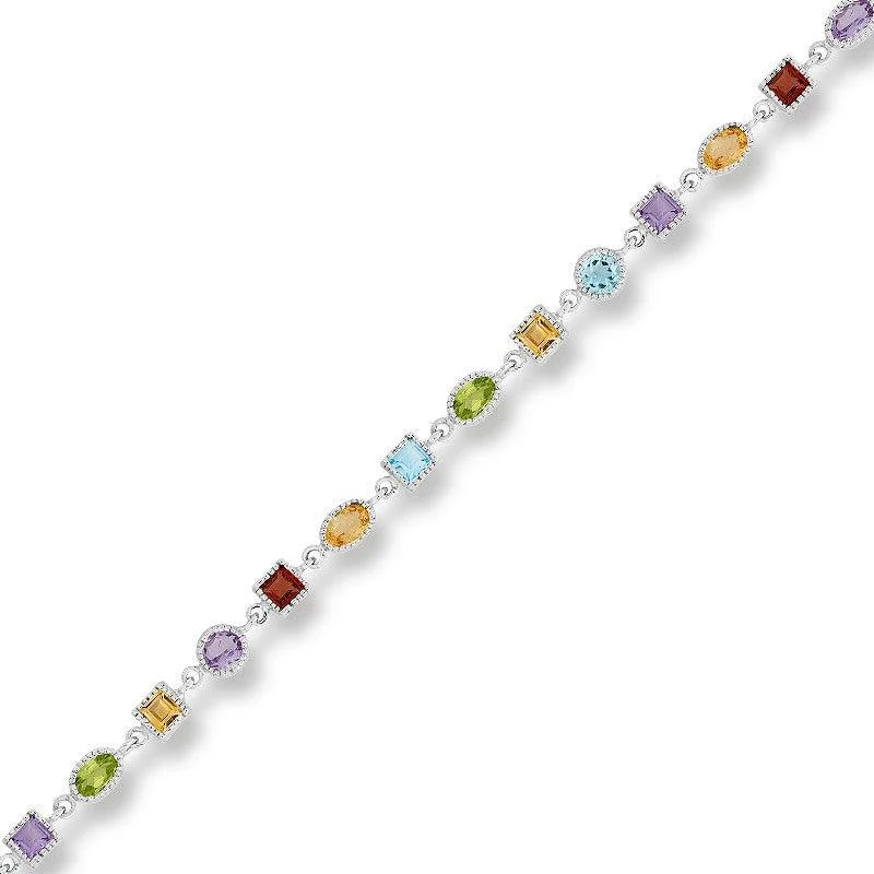 Ladies Bracelets with Blue Euclase-Sterling Silver Multi Colored Gemstone 8.202 cttw Bracelet