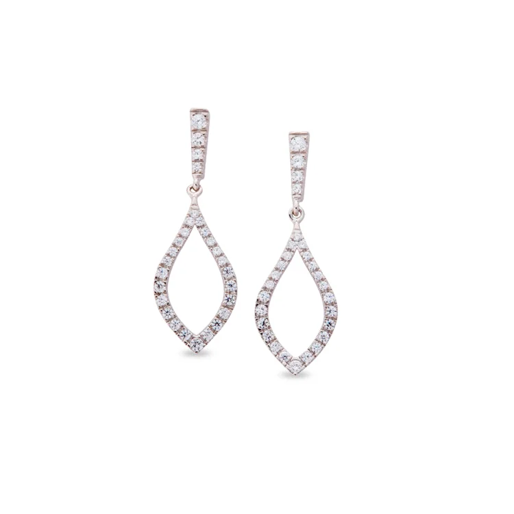 18K Gold Earrings -Platinum Finish Sterling Silver Micropave Drop Earrings with Simulated Diamonds