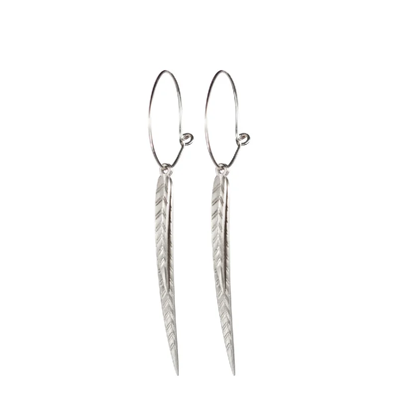 Adjustable Earrings -Sterling Silver Large Leaf Hoop Earrings