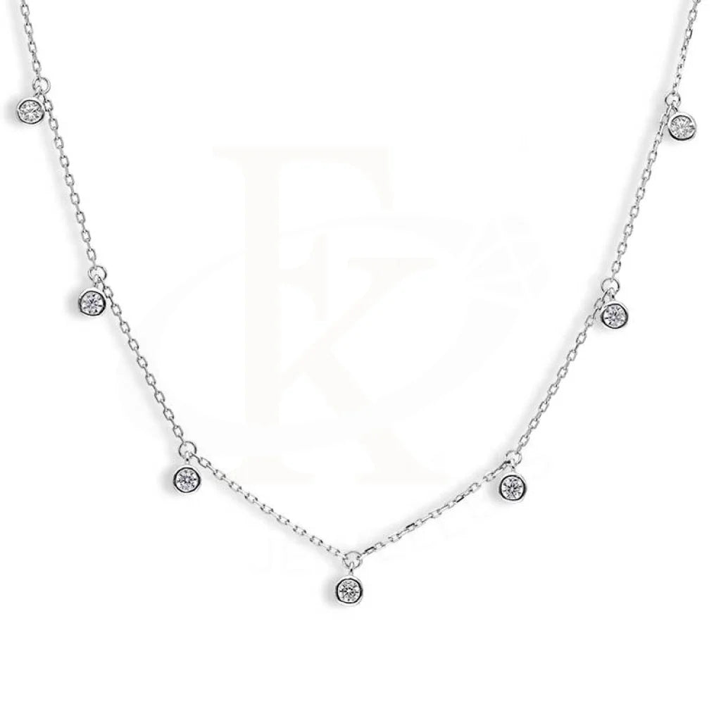 Ladies Necklaces Classic Look-Sterling Silver 925 Solitaires Necklace - FKJNKLSL2889