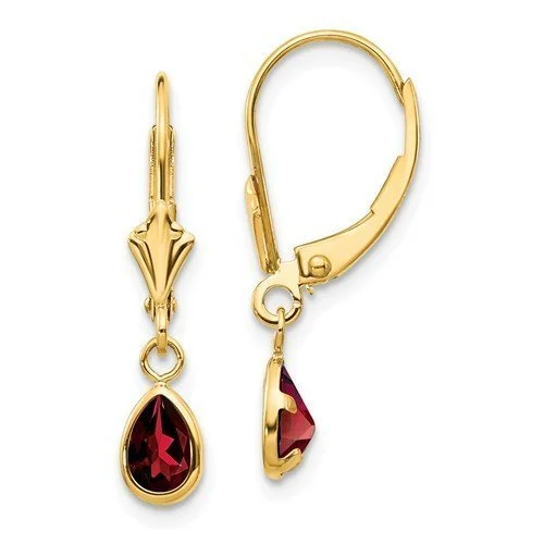 Abstract Earrings -14KT YELLOW GOLD 1.00 CTW PEAR SHAPE GARNET DROP EARRINGS