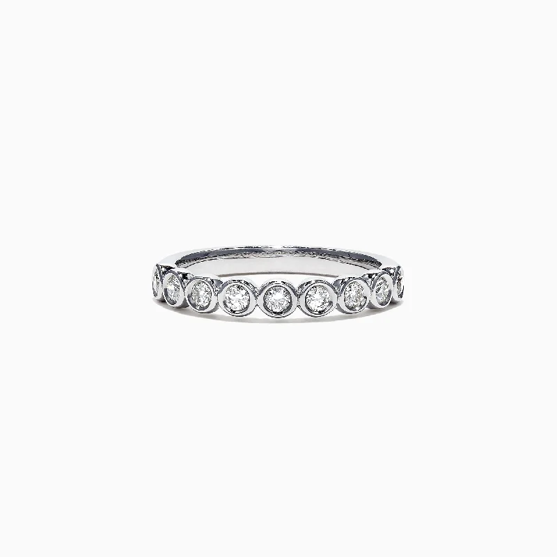 Star Rings -Pave Classica 14K White Gold Diamond Bezel Set Ring, 0.35 TCW