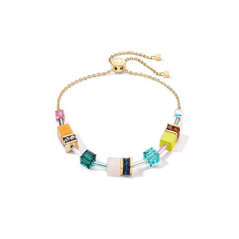 Ladies Bracelets Multi Layer-Coeur De Lion GeoCUBE® Iconic Nature Gold Multicolour Crystal Bracelet