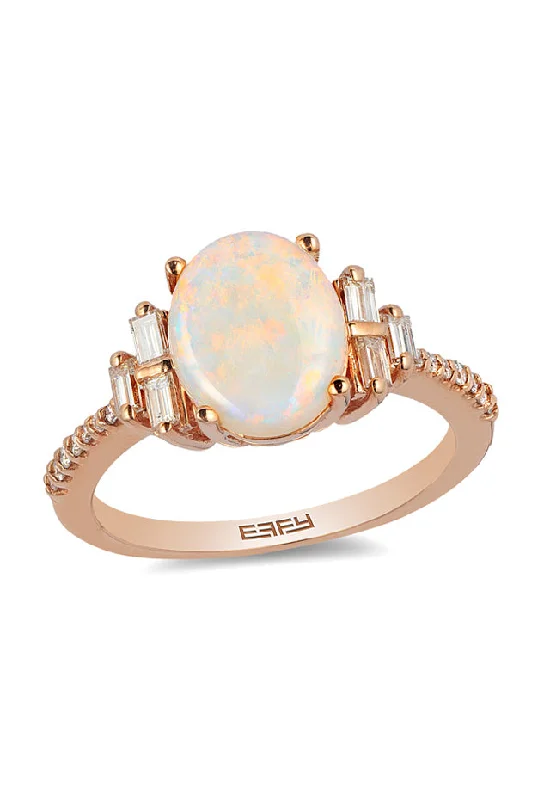 Fall Rings -Aurora 14K Rose Gold Opal and Diamond Ring, 1.78 TCW