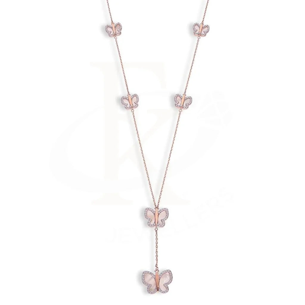 Ladies Necklaces with Hematite-Sterling Silver 925 Rose Gold Plated Butterfly Necklace - FKJNKLSL2667