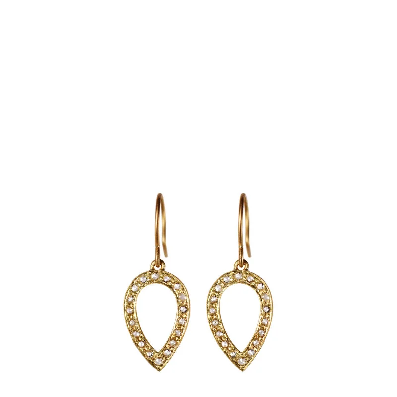 Symmetrical Earrings -18K Gold Diamond Pave Teardrop Earrings