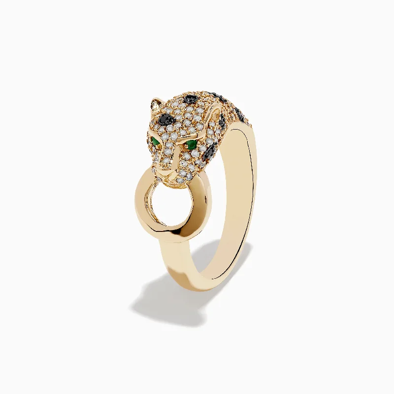 Enchanted Rings -Signature 14K Yellow Gold Diamond and Emerald Ring, 0.67 TCW