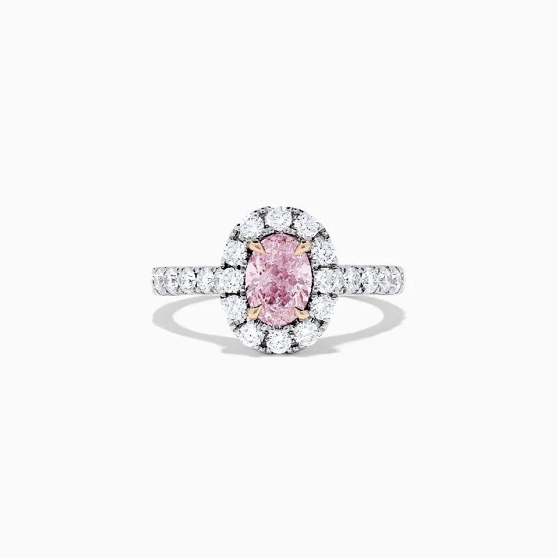 Love Rings -18K Two Tone Gold White and GIA Certified Faint Pink Diamond Ring, 1.53 TCW