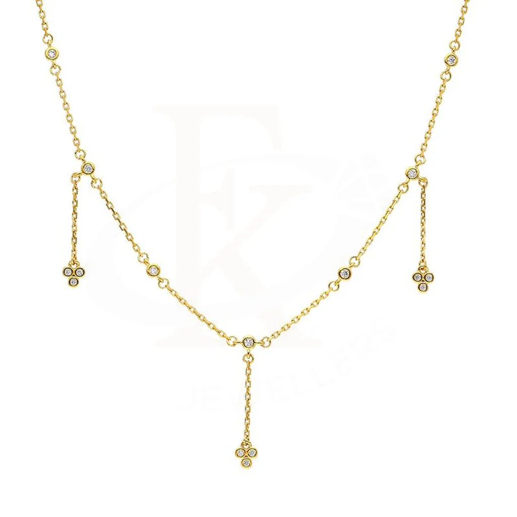 Ladies Necklaces Handmade Design-Sterling Silver 925 Gold Plated Flowers Necklace - FKJNKLSL2910