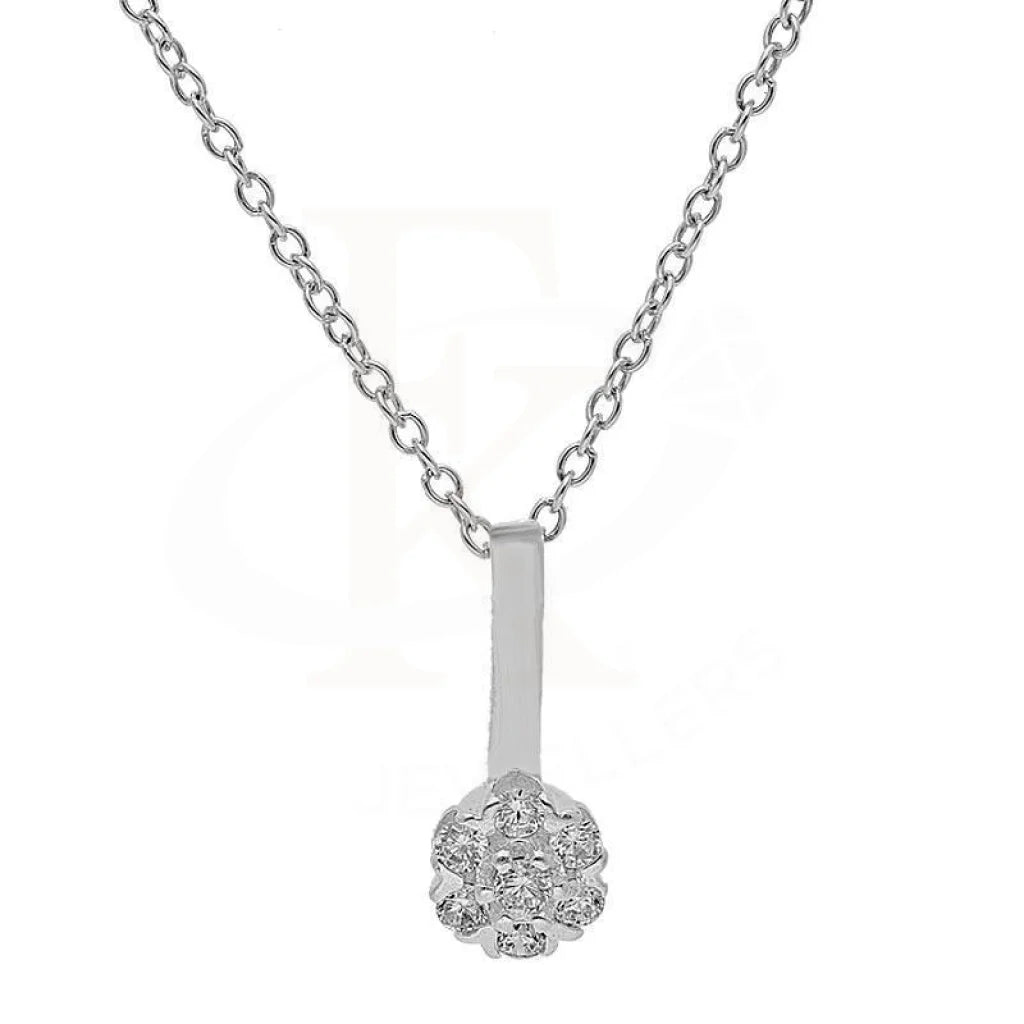 Ladies Necklaces Flower Pendant-Sterling Silver 925 Necklace (Chain With Pendant) - FKJNKLSL3056