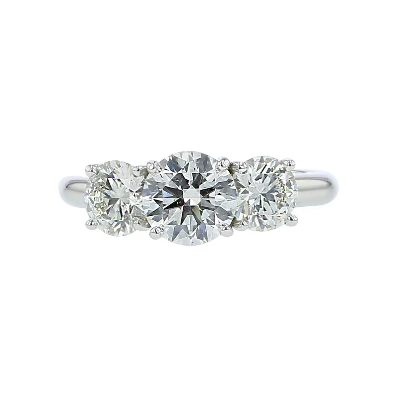 Astrology Theme Engagement Rings -Platinum Three-Stone Diamond Engagement Ring