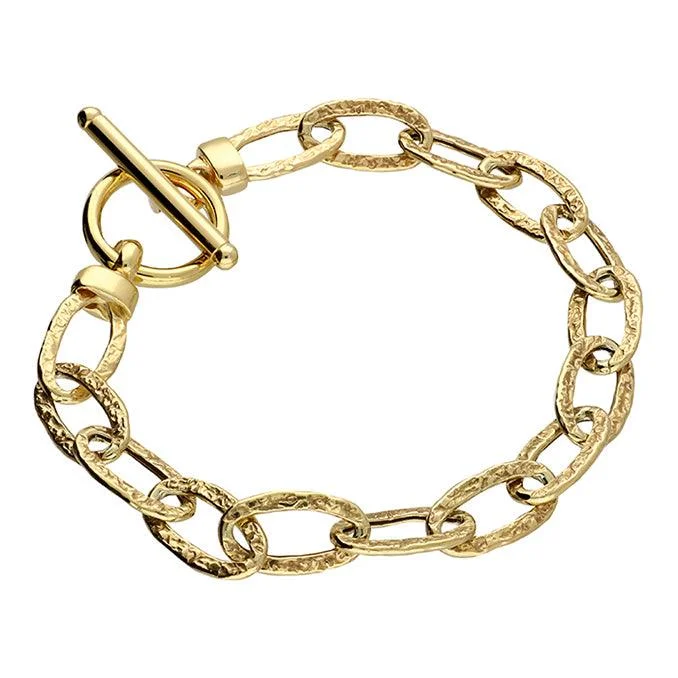 Ladies Bracelets Crown Band-Yellow Gold T-Bar Link Bracelet