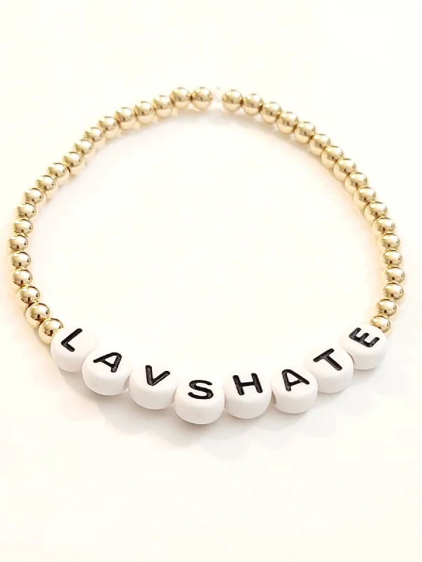 Ladies Bracelets Silver Finish-LA VS HATE Gold Bead Bracelet