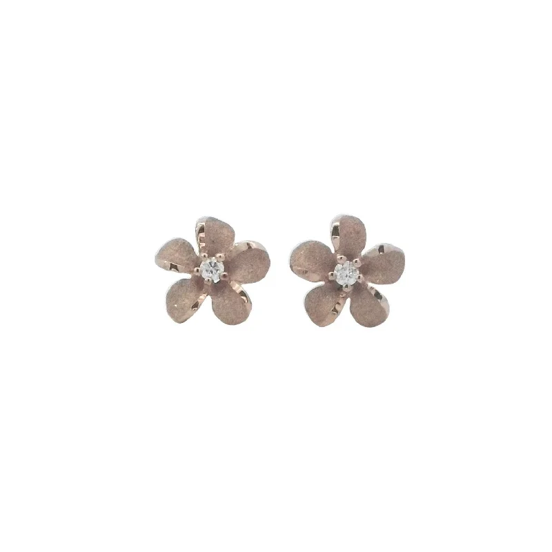 Turquoise Earrings -Plumeria Stud Earrings in Rose Gold