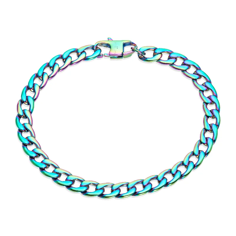 Ladies Bracelets with Blue Variscite-Unique & Co Rainbow Iridescent Plated Chain Bracelet