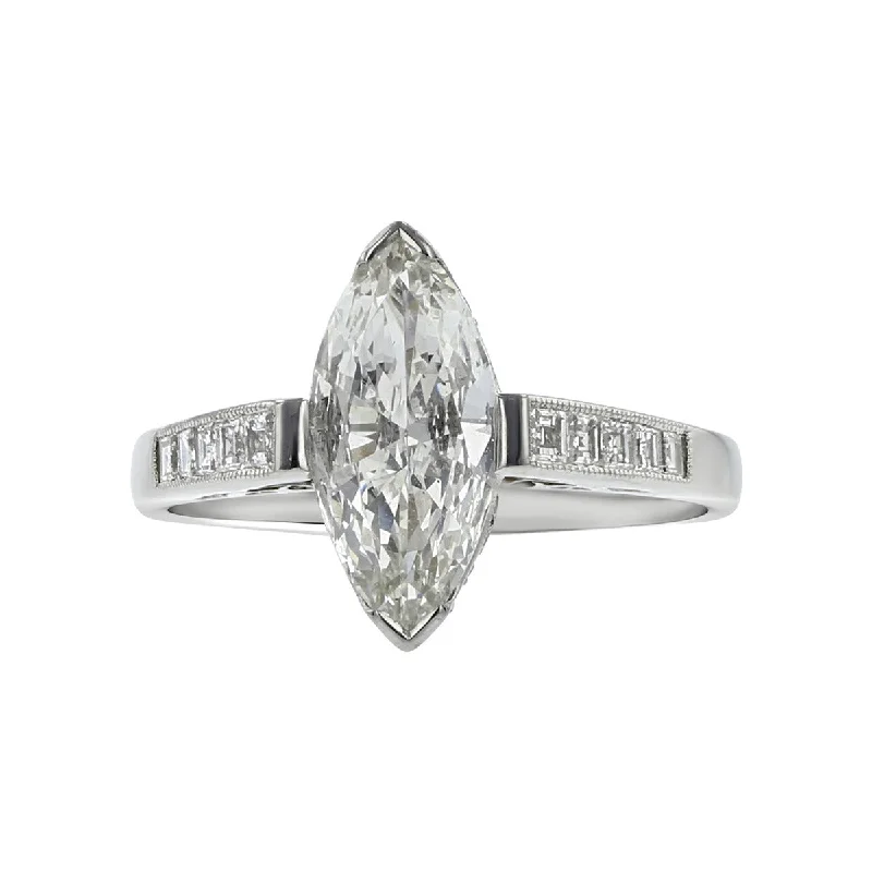 Joyful Gemstone Engagement Rings -Platinum Marquise Diamond Engagement Ring