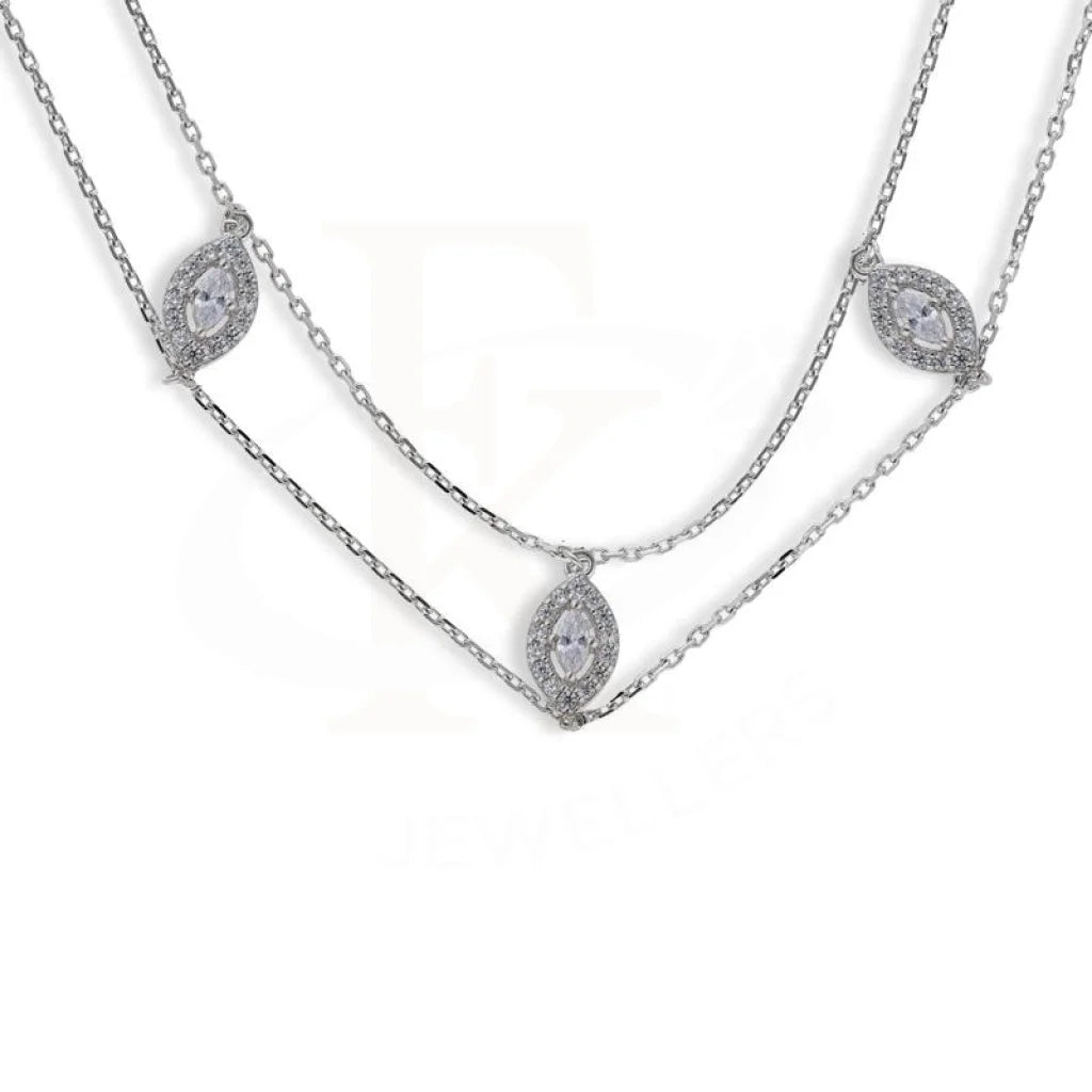 Ladies Necklaces with Fibrolite-Sterling Silver 925 Marquise Shaped Solitaires Necklace - FKJNKLSL2942