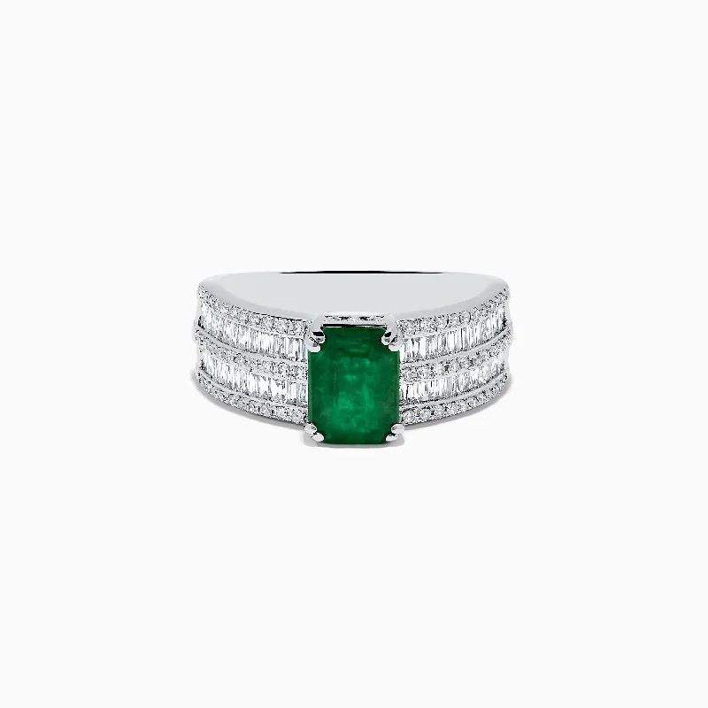 Joy Rings -14K Brasillica White Gold Emerald and DiamondRing