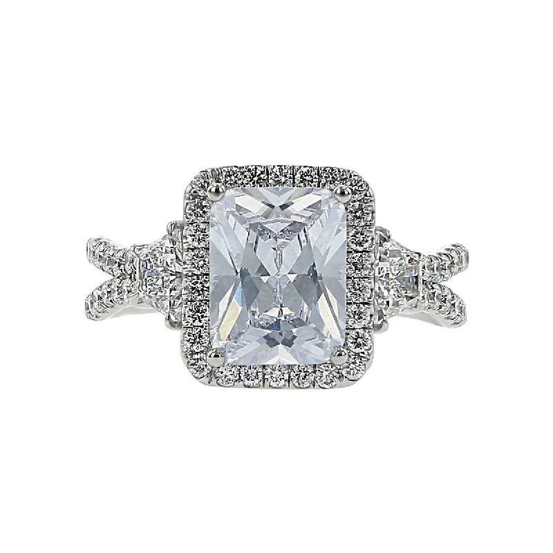 Baroque Inspired Engagement Rings -Radiant Diamond 3-Stone Engagement Ring Setting