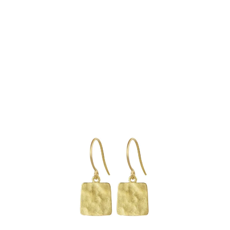 Fine Earrings -18K Gold Tiny Sequin Square Earrings