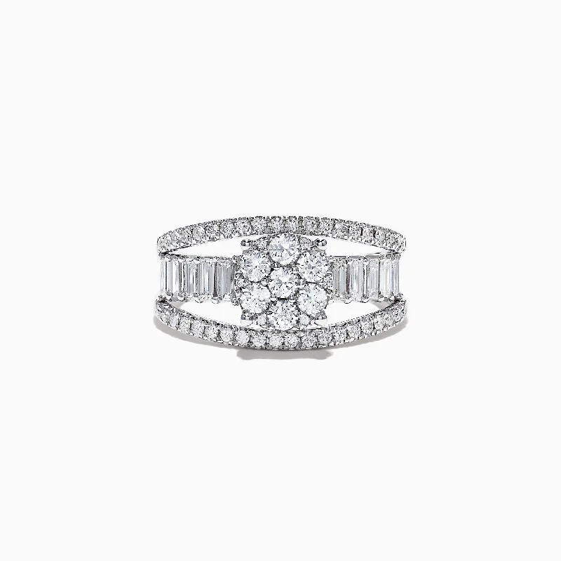 Initial Rings -Classique 14K White Gold Diamond Split Band Ring, 1.25 TCW