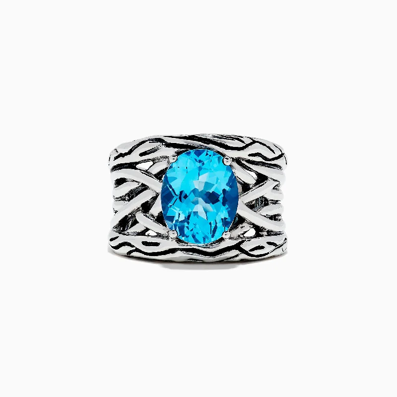 Whimsical Rings -925 Lagoon Sterling Silver Blue Topaz Ring, 5.70 TCW