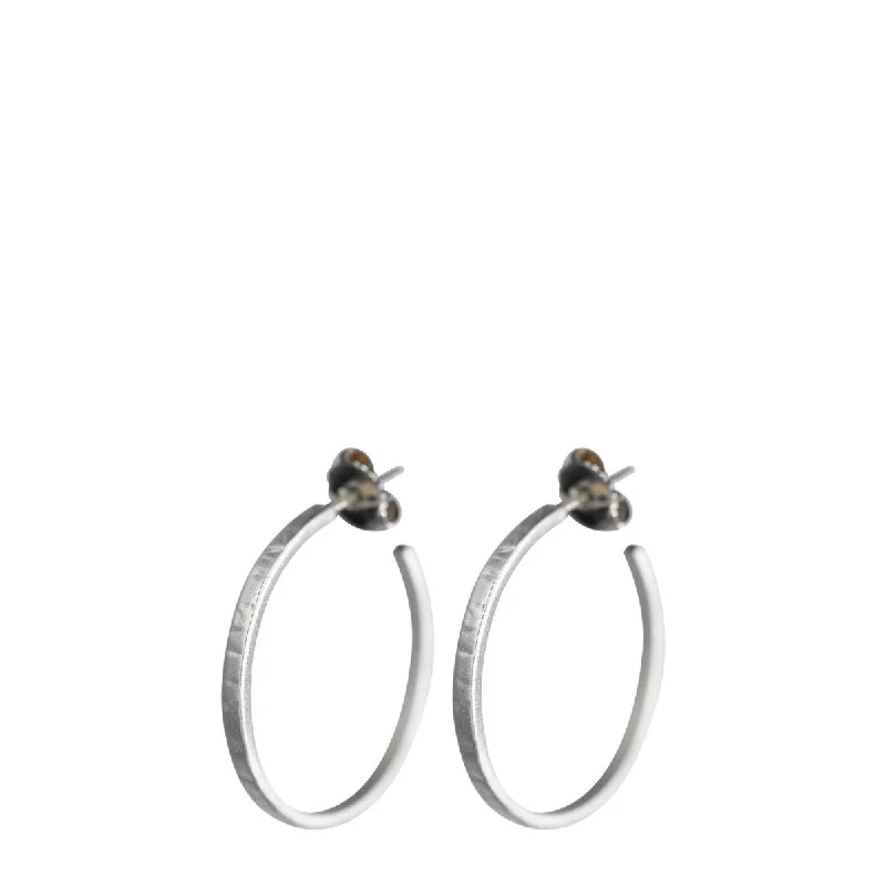 Handmade Earrings -Sterling Silver Small Flattened Hoop Earrings