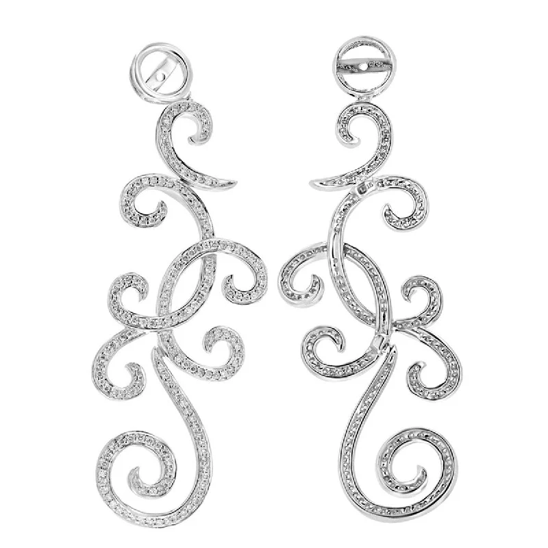 Yellow Earrings -14KT WHITE GOLD 1.15 CTW DIAMOND SWIRL EARRING JACKETS