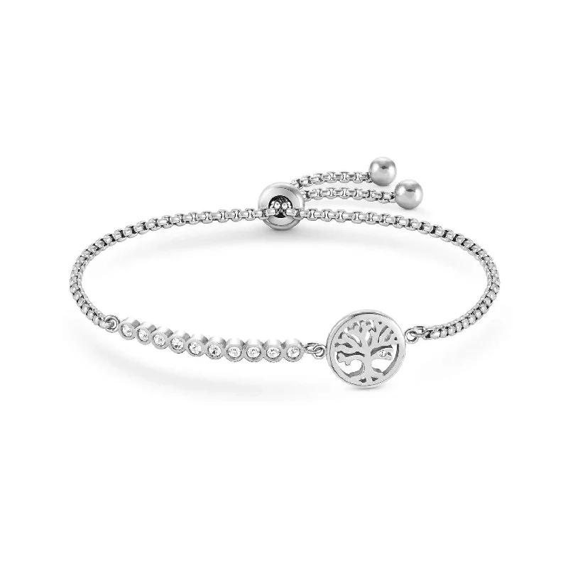 Ladies Bracelets for Legal Pros-Nomination Milleluci Silver Zirconia Tree of Life Bracelet