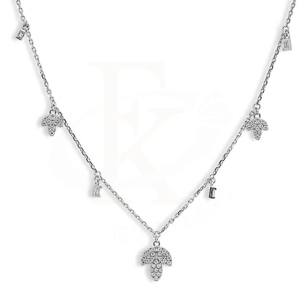 Ladies Necklaces with Amethyst-Sterling Silver 925 Leaf Shaped Necklace - FKJNKLSL2887