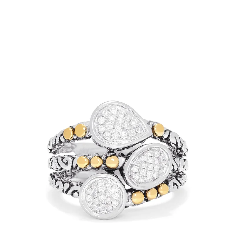 Custom Rings -925 Sterling Silver and 18K Gold Accented Diamond Ring, 0.21 TCW