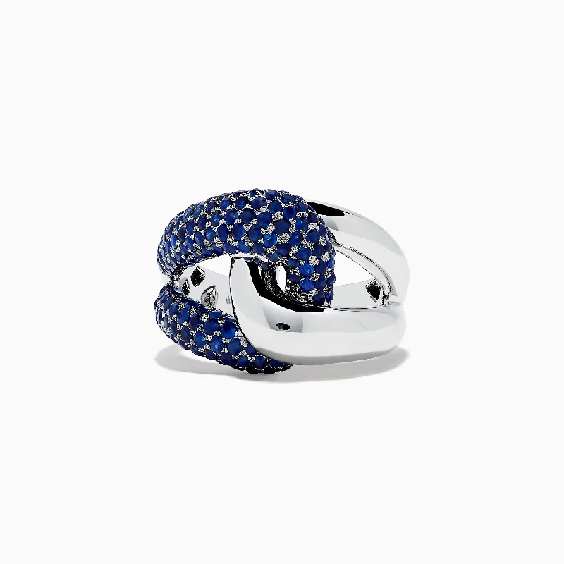 Lapis Lazuli Rings -925 Sterling Silver Sapphire Loop Ring, 2.35 TCW