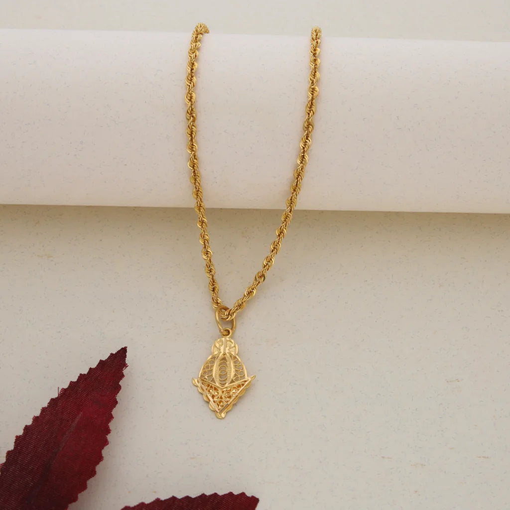 Ladies Necklaces with Cavansite-Gold Necklace (Chain With Gold Pendant) 21KT- FKJNKL21K7645