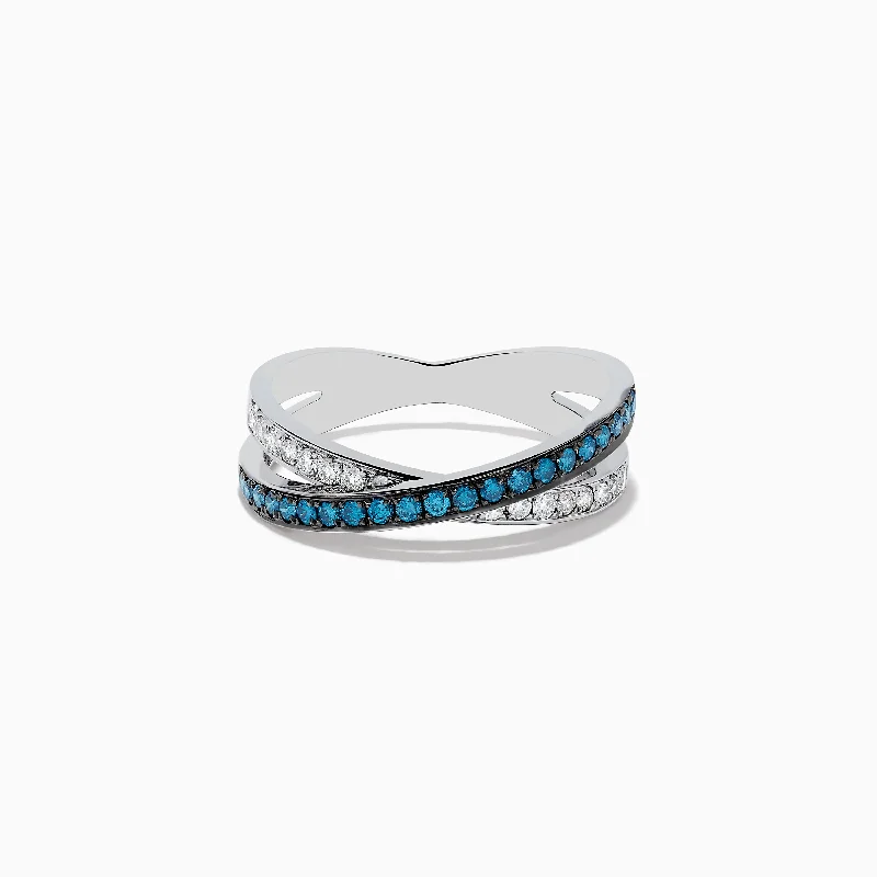 Whimsical Rings -Bella Bleu 14K White Gold Blue and White Diamond Ring, 0.57 TCW