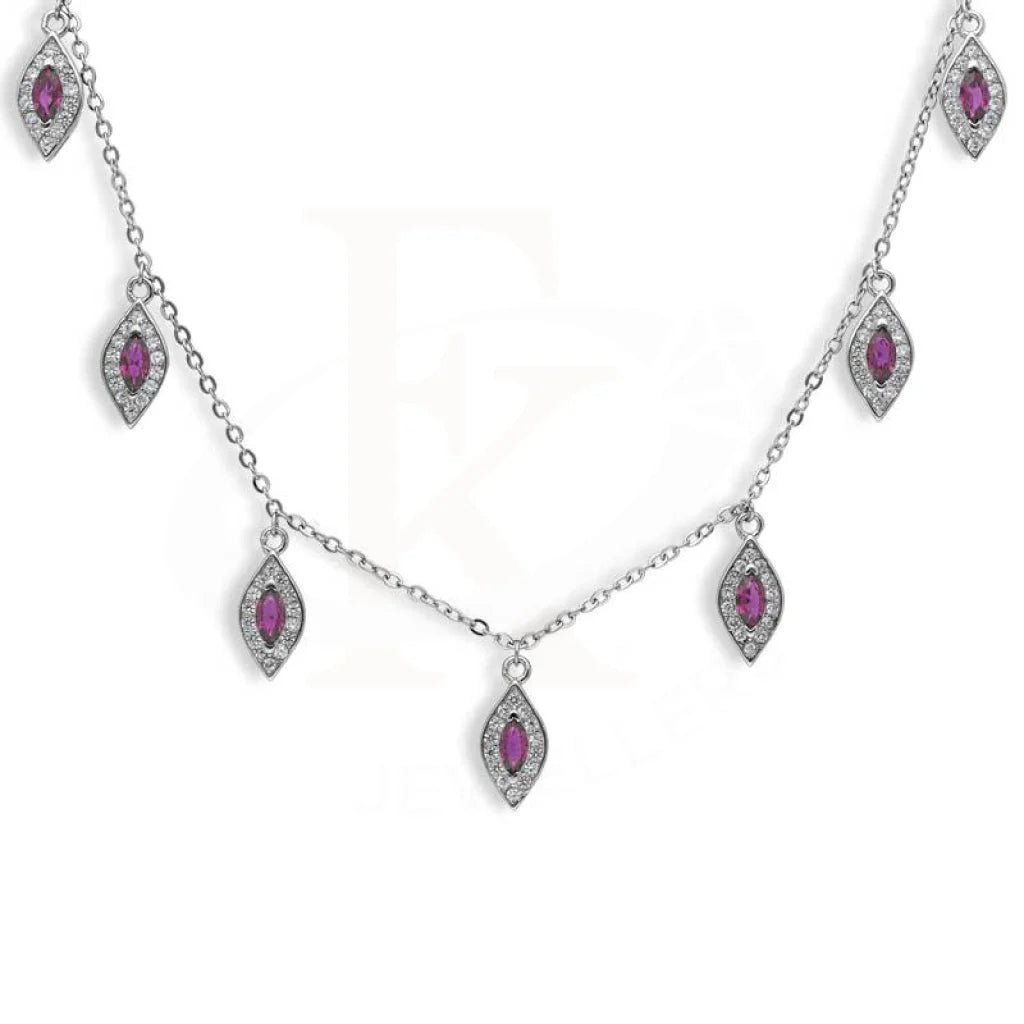 Ladies Necklaces for Students-Sterling Silver 925 Marquise Shaped Necklace - FKJNKLSL2953