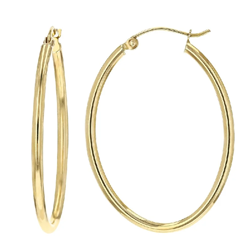 Team Earrings -14KT YELLOW GOLD OVAL HOOP EARRINGS