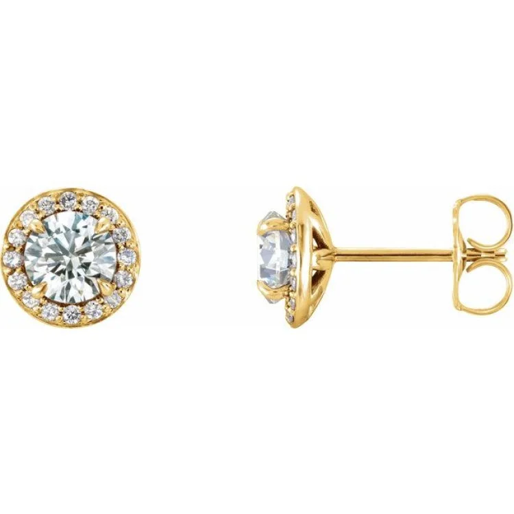 Vibrant Earrings -14K Yellow 3/4 CTW Natural Diamond Halo-Style Earrings