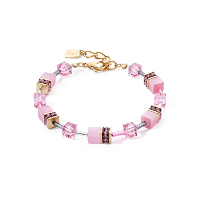 Ladies Bracelets with Teal Chrysocolla-Coeur De Lion Iconic Mono Gold Pink Bracelet