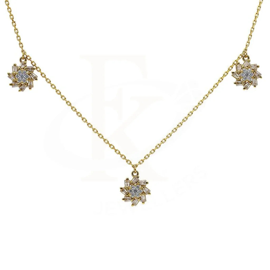 Ladies Necklaces for Wedding-Sterling Silver 925 Gold Plated Flowers Necklace - FKJNKLSL2912