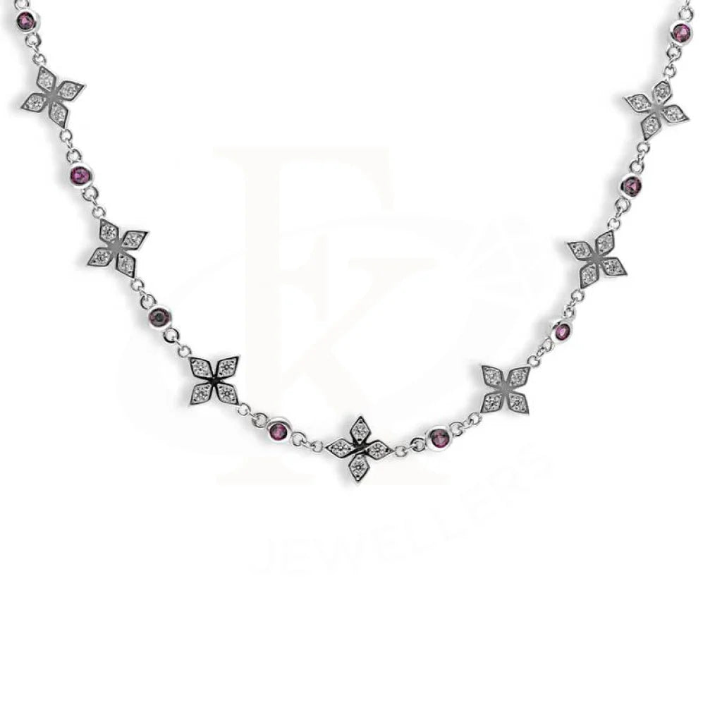 Ladies Necklaces with Chalcanthite-Sterling Silver 925 Flowers Shaped Necklace - FKJNKLSL2954