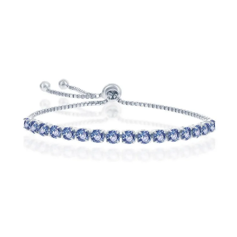 Ladies Bracelets Winged Charm-Sterling Silver Sapphire "December" Swarovski Element Bracelet