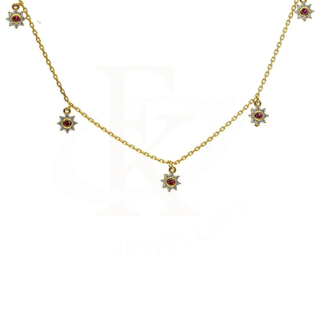 Ladies Necklaces Minimalist Look-Sterling Silver 925 Gold Plated Flowers Solitaires Necklace - FKJNKLSL2906