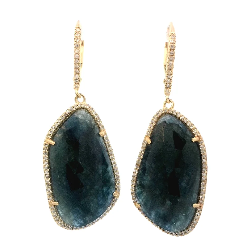 Casual Earrings -Blue Sapphire Earrings in Yellow Gold