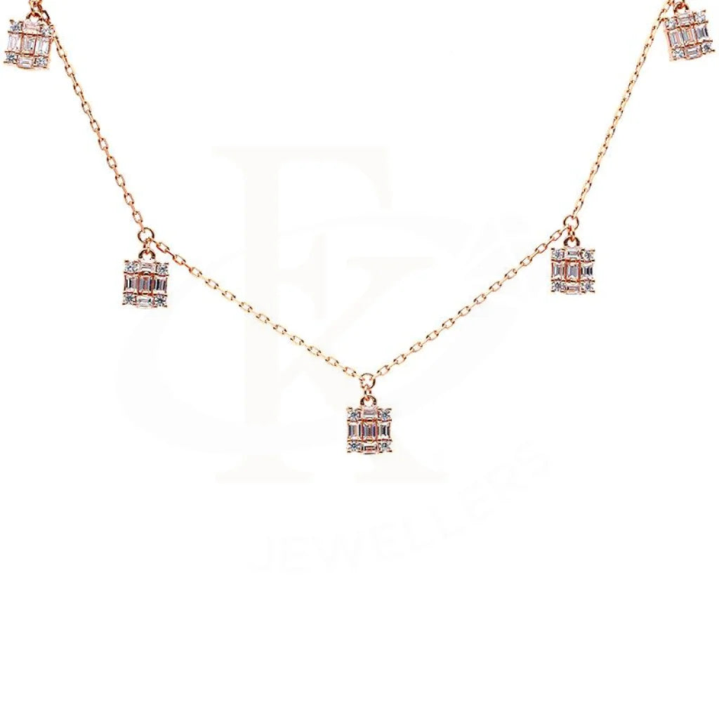 Ladies Necklaces Statement Piece-Sterling Silver 925 Rose Gold Plated Necklace - FKJNKLSL2900