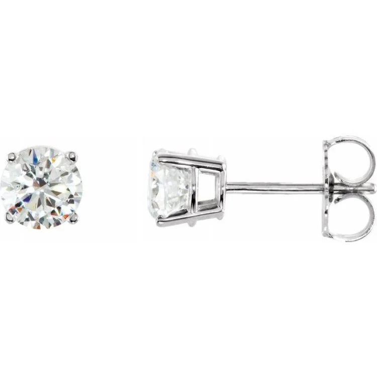 Bold Earrings -Sterling Silver 7 mm Imitation White Cubic Zirconia Stud Earrings