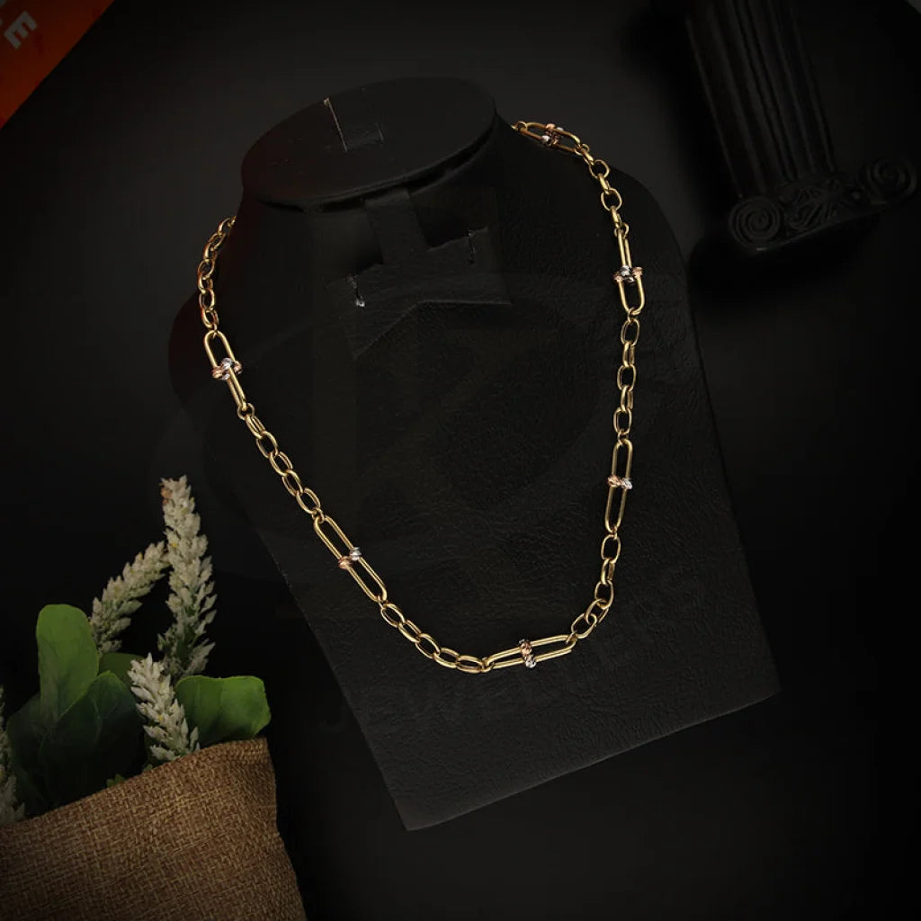 Ladies Necklaces Feather Charm-Gold Hardware Link Necklace 18KT - FKJNKL18K5527