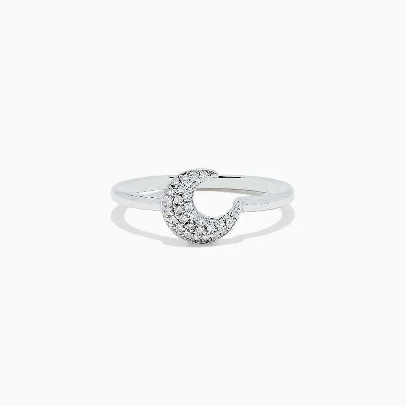 Christmas Rings -925 Sterling Silver Diamond Moon Ring